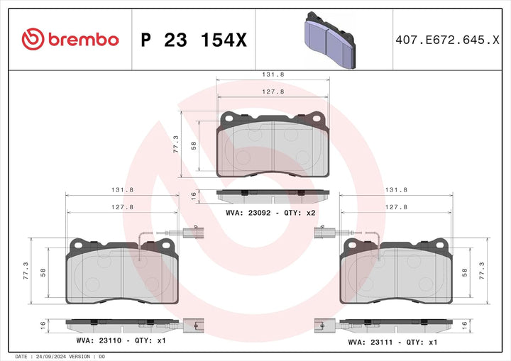 BREMBO P 23 154X Bremsbeläge