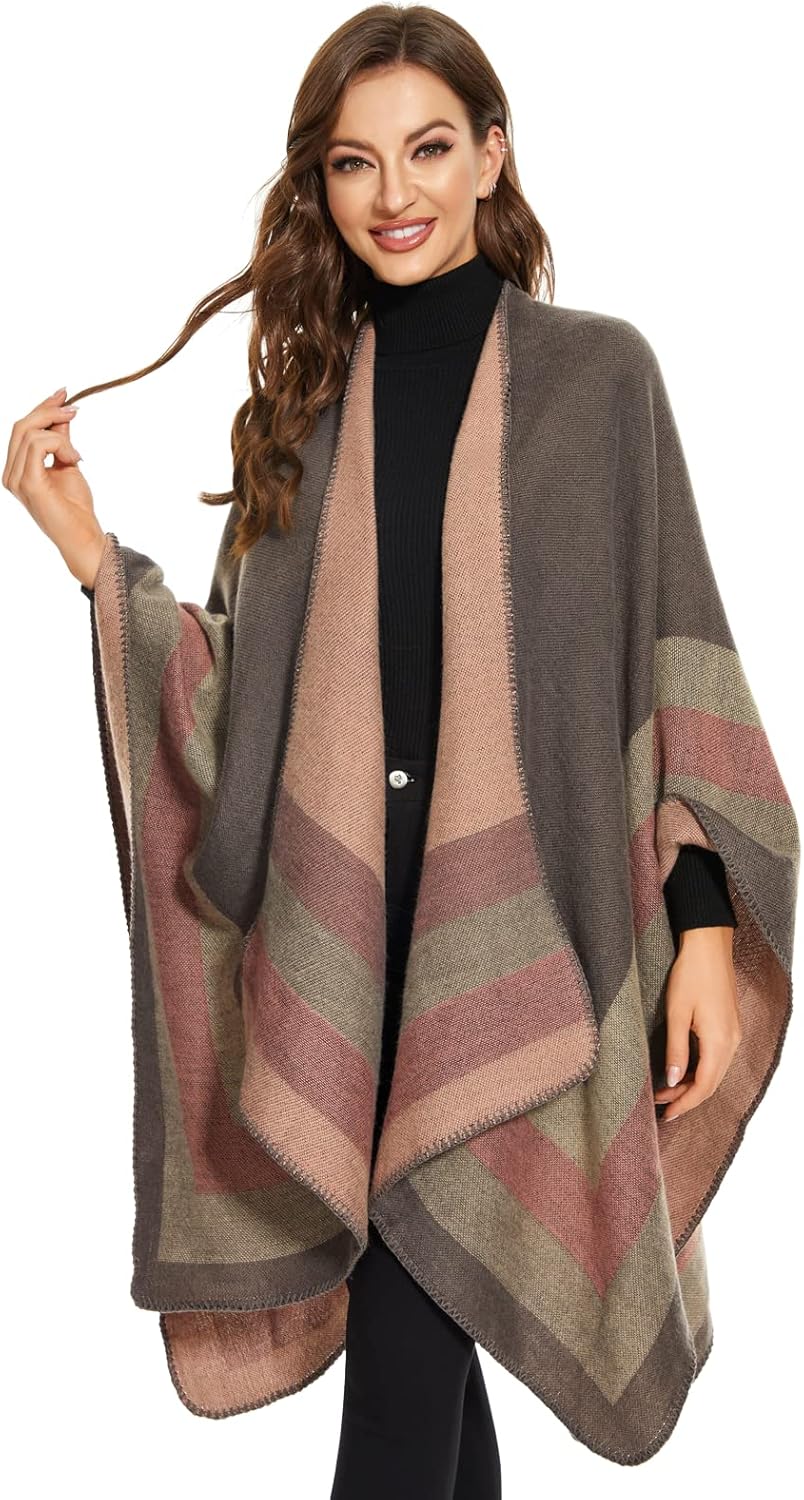 colornival Poncho Damen Winter Warm Elegant Poncho Decke Poncho Cape Strick Poncho Mantel Winter Pon