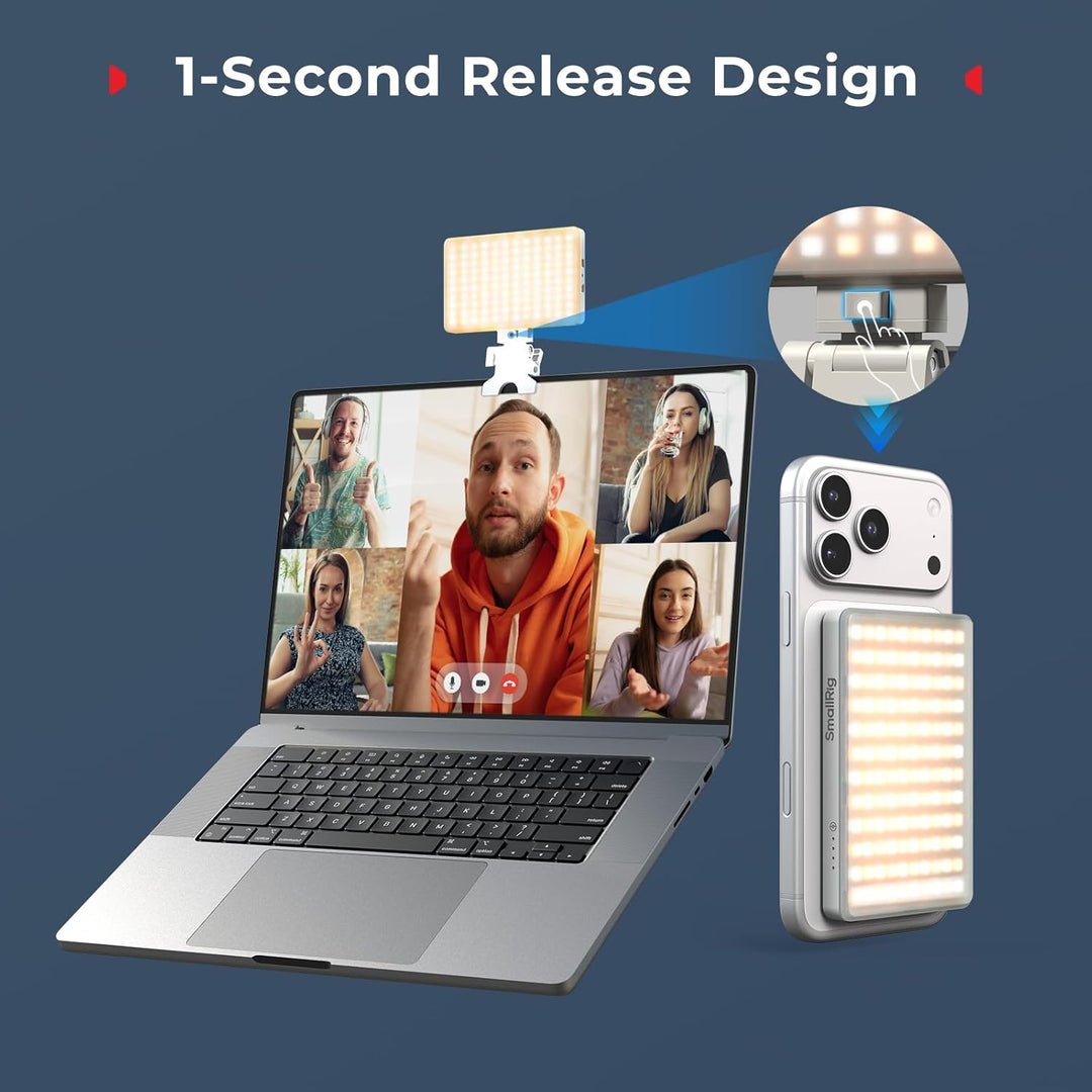 SMALLRIG M3 Magnetisches Selfie-Telefon-LED-Videolicht mit Clip, 120 LEDs 2000mAh Wiederaufladbar, 2