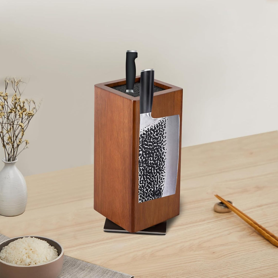 Magnetmesserblock 360° drehbar für Küche Messeraufbewahrung Braun | 360° drehbar, 1600 Gs Magnet, Ak
