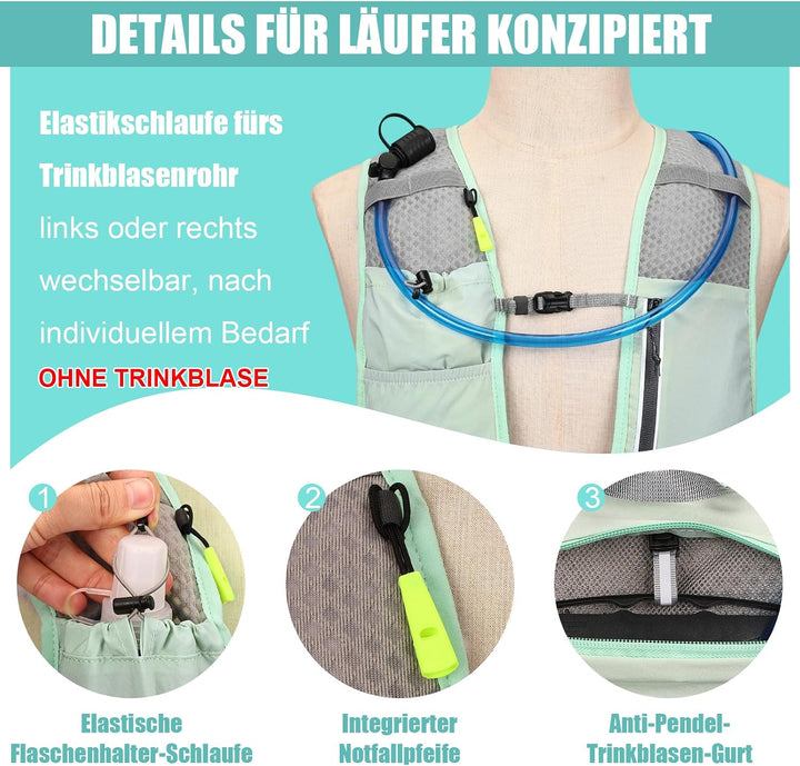 Laufweste Damen &amp; Herren mit 500ml Trinkflasche, Reflektierende Running Vest für Bessere Sichtbarkei