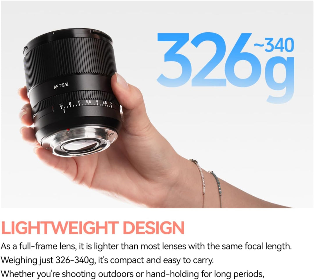TTArtisan AF 75mm F2-Objektiv Vollformat-Porträtobjektiv, grosse Blende, leichtes STM AF-Autofokusob