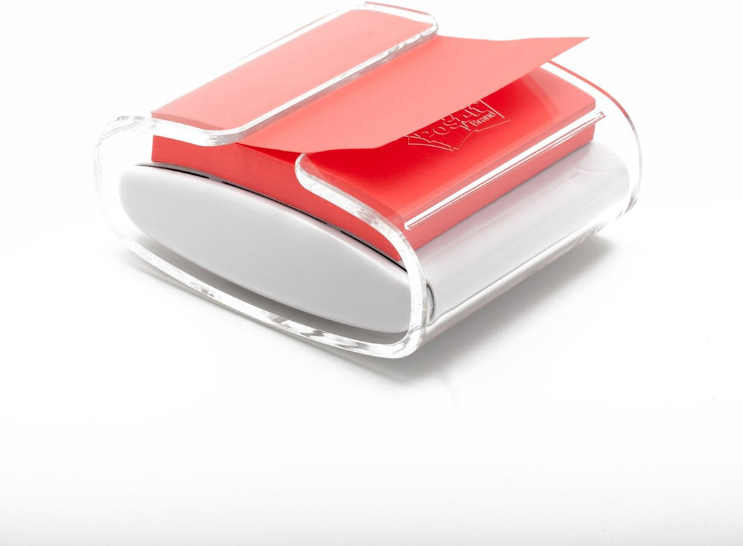 Post-it Spender für den Schreibtisch in weiss/ transparent für Super Sticky Z-Notes, praktischer Hel