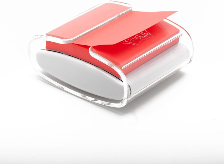 Post-it Spender für den Schreibtisch in weiss/ transparent für Super Sticky Z-Notes, praktischer Hel
