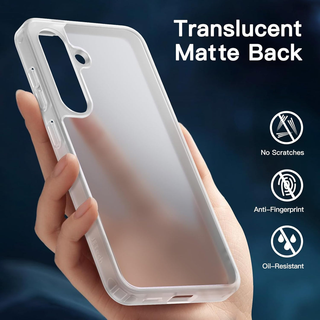 JETech 5 in 1 Matt Hülle für Samsung Galaxy S24 5G mit 2 Stück Schutzfolie und Kameraschutz, Translu