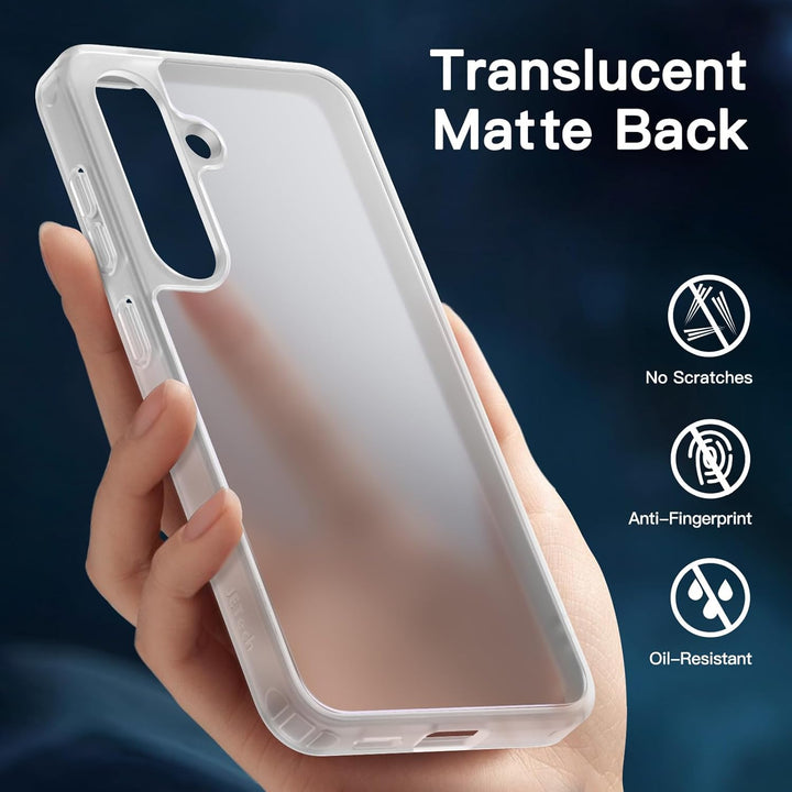 JETech 5 in 1 Matt Hülle für Samsung Galaxy S24 5G mit 2 Stück Schutzfolie und Kameraschutz, Translu