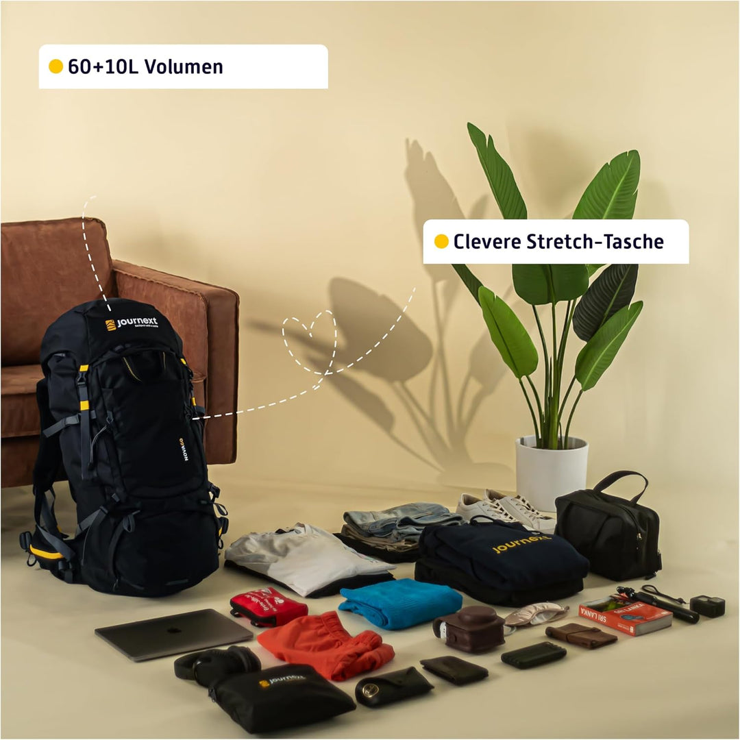 Journext Backpacker Rucksack NOVA 60+10L / Trekkingrucksack perfekt fürs Reisen/Rucksack Backpacking