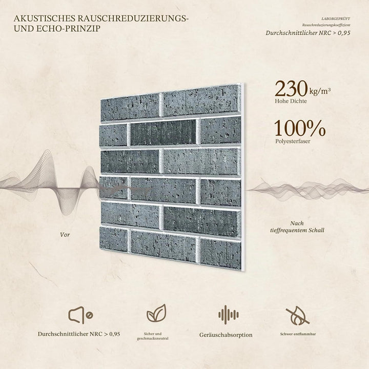JBER Akustikpaneele, selbstklebend, Ziegelschallschutzplatten, hochdichte Akustikwandpaneele für Auf
