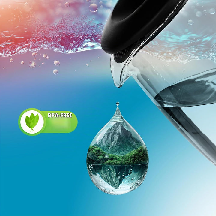 Lehmann LHOEK-2220 Glas Wasserkocher 2 Liter, 2200W, elektrischer Wasserkocher aus Glas mit LED-Hint