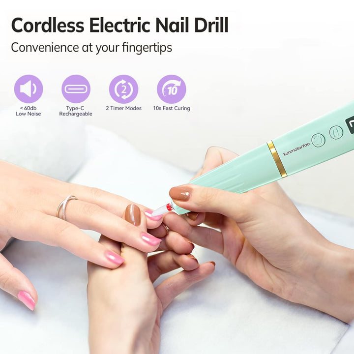 Kabellos Tragbar Nagelfräser Professional 12 in 1 Electric Nail Drill Machine USB Wiederaufladbare E