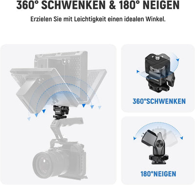 NEEWER Feldmonitorhalterung mit Cold Shoe,1/4" Schraube für 5" & 7" Kamera Monitor Mount, 360° drehb