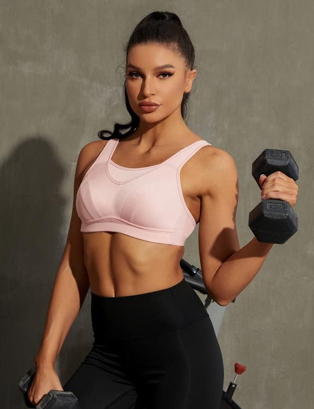 Wingslove Damen Sport BH ohne Bügel Nicht Gepolstert High Impact Bustier Halt Joggen BH 75C Rosa, 75