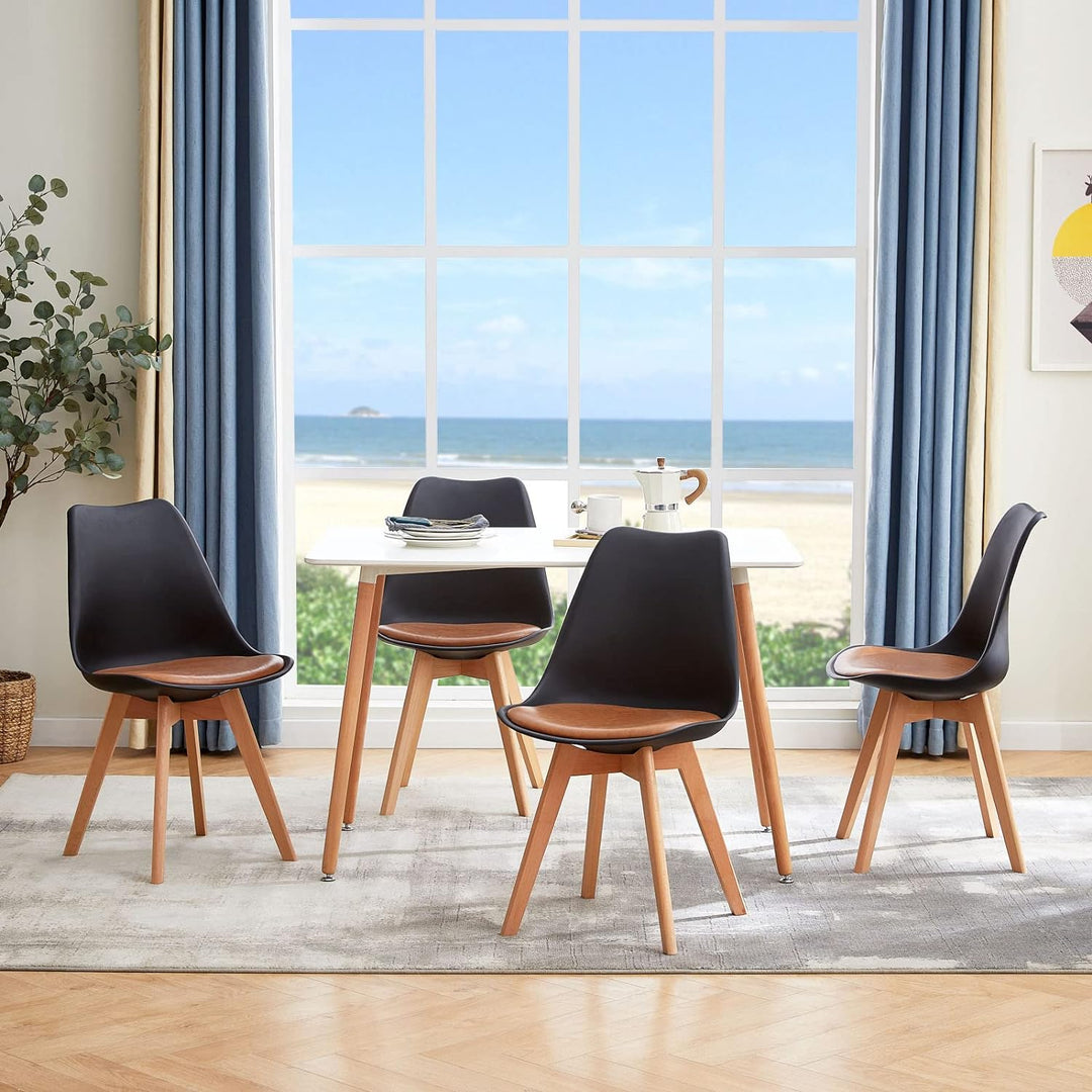 EGGREE 4er Set Esszimmerstühle mit Massivholz Buche Bein SGS Geprüfter, Skandinavisch Design Gepolst