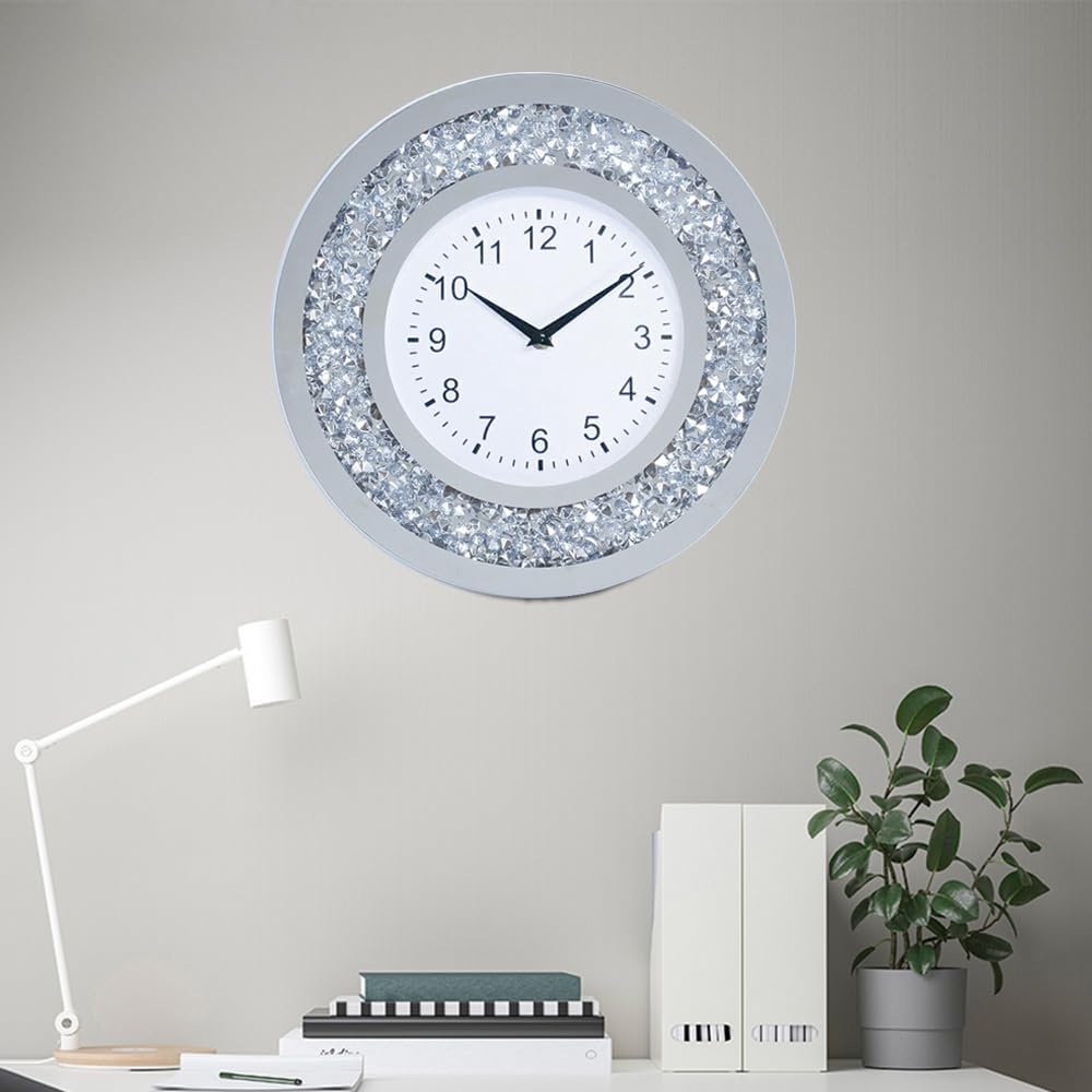 Wanduhr Wohnzimmer Dekor Crushed Diamond Spiegel Badezimmer Uhren Wand Kristall Dekorationen für Zuh
