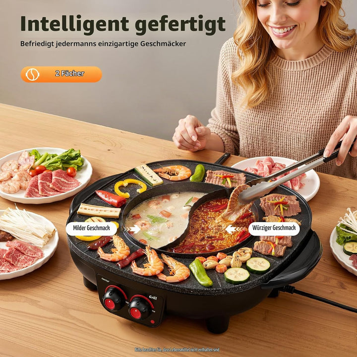 2 in 1 Hot Pot Küche Multifunktions BBQ Elektro Hotpot Ofen Rauchfreie Grillpfanne Grillmaschine Ele