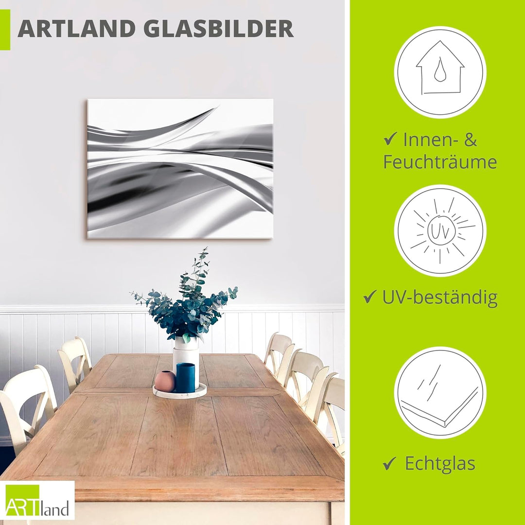 ARTland Glasbilder Wandbild Glas Bild einteilig 80x60 cm Querformat Moderne Kunst Abstrakt Modern Ra