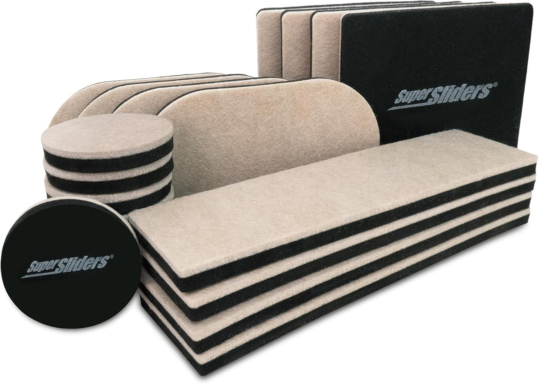 Super Sliders 4712595Z Wiederverwendbare Filz-Möbelgleiter All-in-One Kit für Harte Bodenoberflächen