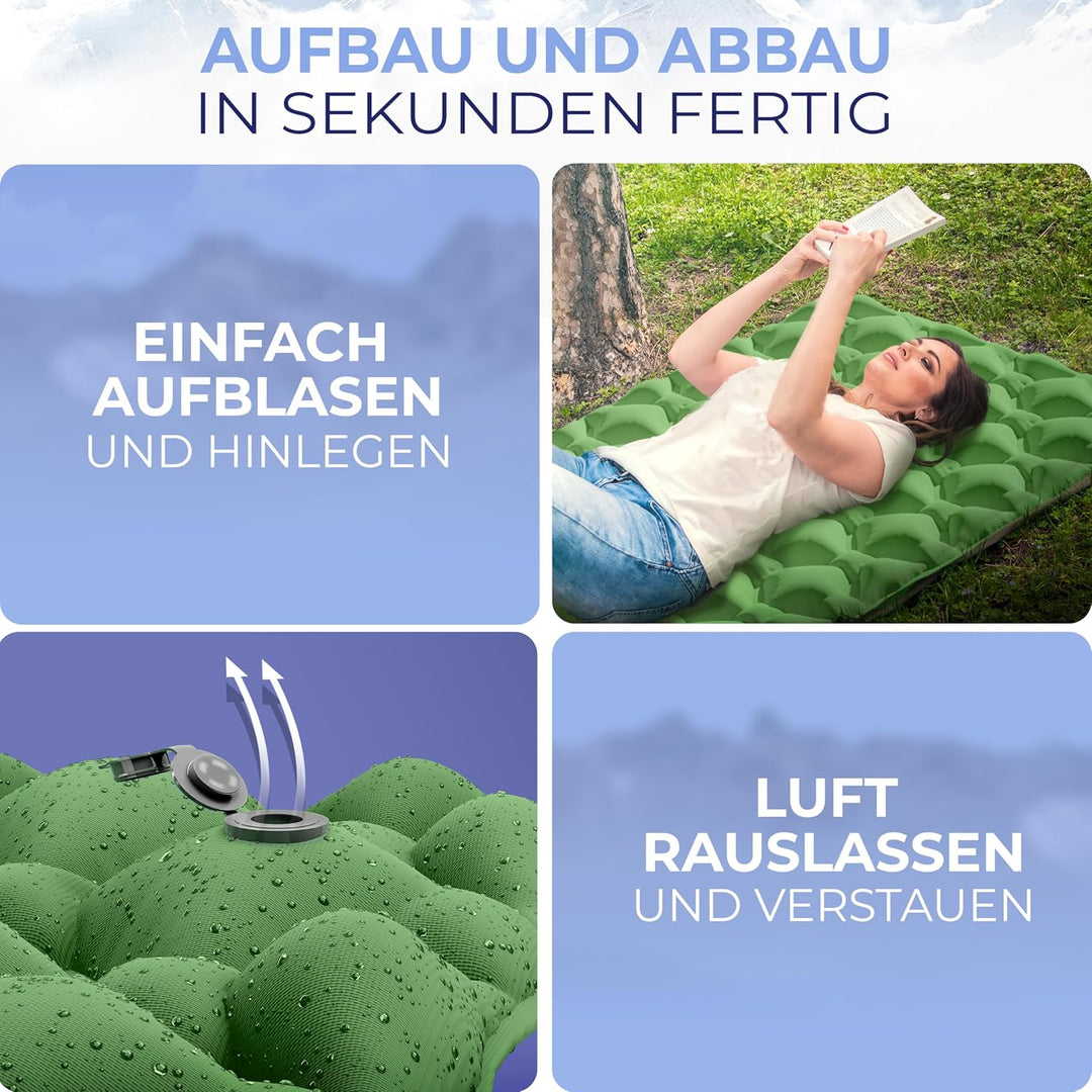 Isomatte Outdoor [Kleines Packmass & Ultraleicht] Luftmatratze perfekt für Camping, Wandern, Backpac