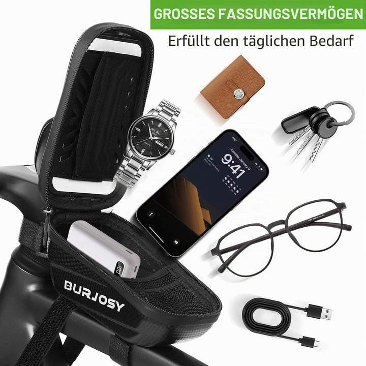 Wasserdicht Handyhalterung Fahrradtasche, Fahrradtasche Rahmen mit TPU-Touchscreen und Sonnenblende,