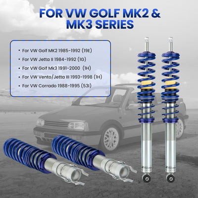 maXpeedingrods Gewindefahrwerk Für Volkswagen Golf MK2 1985-1992 (19E) Jetta II 1G 1984-1992-Blau