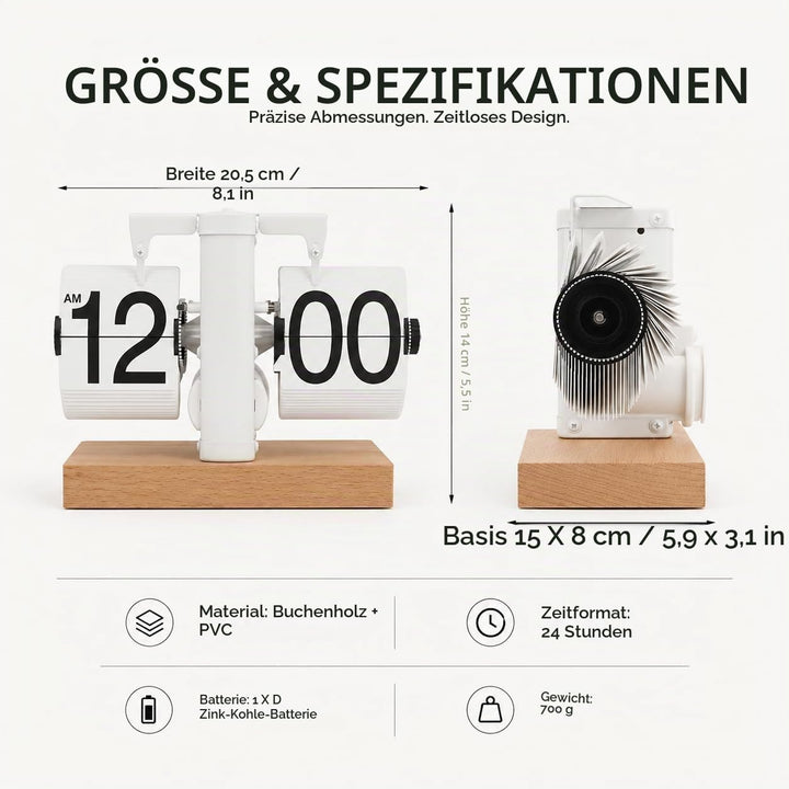 Flip Schreibtischuhr, Klappuhr Auto Flip Tischuhr Klappzahluhr, Batteriebetriebene Retro Flipuhr Gro
