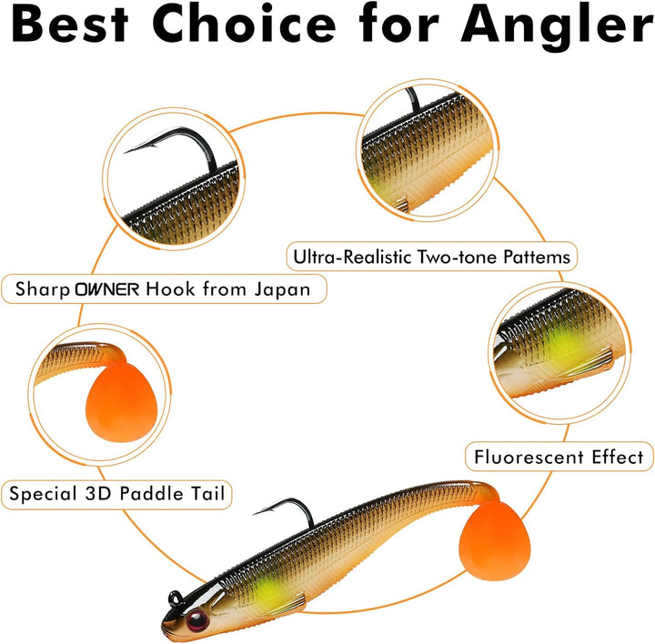 TRUSCEND Gummifische Angelköder für Forelle Zander & Barsch, Kunstköder Angelausrüstung Gummiköder A