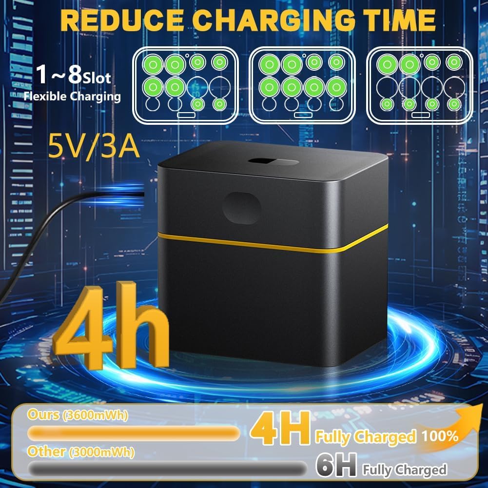 Flintronic Akku Ladegerät für AA/AAA, AA AAA Lithium Batterien Ladegerät, Akkuladegerät LED-Display
