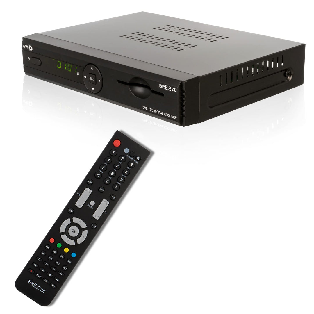 WWIO BrE2ze T2/C Hybrid Digital Receiver (Full HD-TV, DVB-T2, DVB-C, Enigma2, PVR-Ready, LAN, HDMI-K