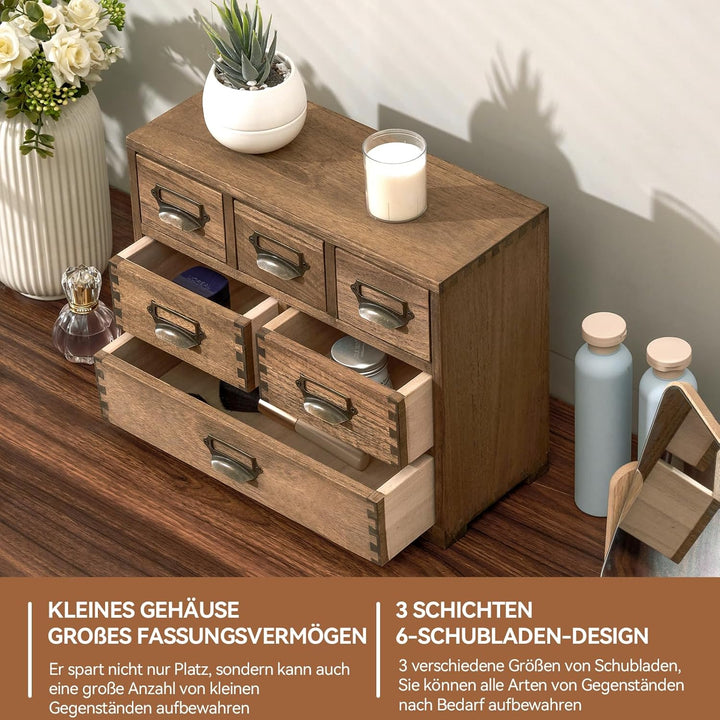 KIRIGEN Schreibtisch Schublade Schrank Storage Organizer 6 Schublade Mini Box mit Label Holder Griff
