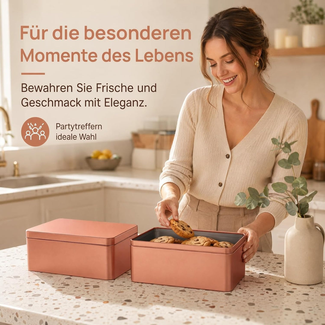 NOLITOY Blechdose 2 Stück Metall Dose Deckel Gold Rechteck Box Tee Kekse Geschenk Party Deko Fest Zu