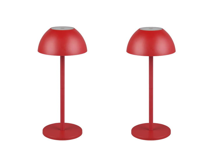 2er SET Akku Tischlampen Rot ohne Kabel für Innen & Aussen, 30cm klein, Rot
