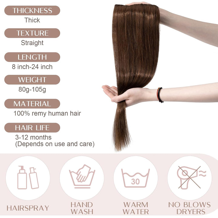 SEGO Haarverlängerungen Clip in Extensions DICKER 7A 100% Echtes menschliches Haar 1 Teilig 5 Clips