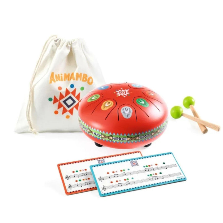 Djeco Musikinstrument Spielzeug - Animambo Zungentrommel rot 8 Töne FSC.