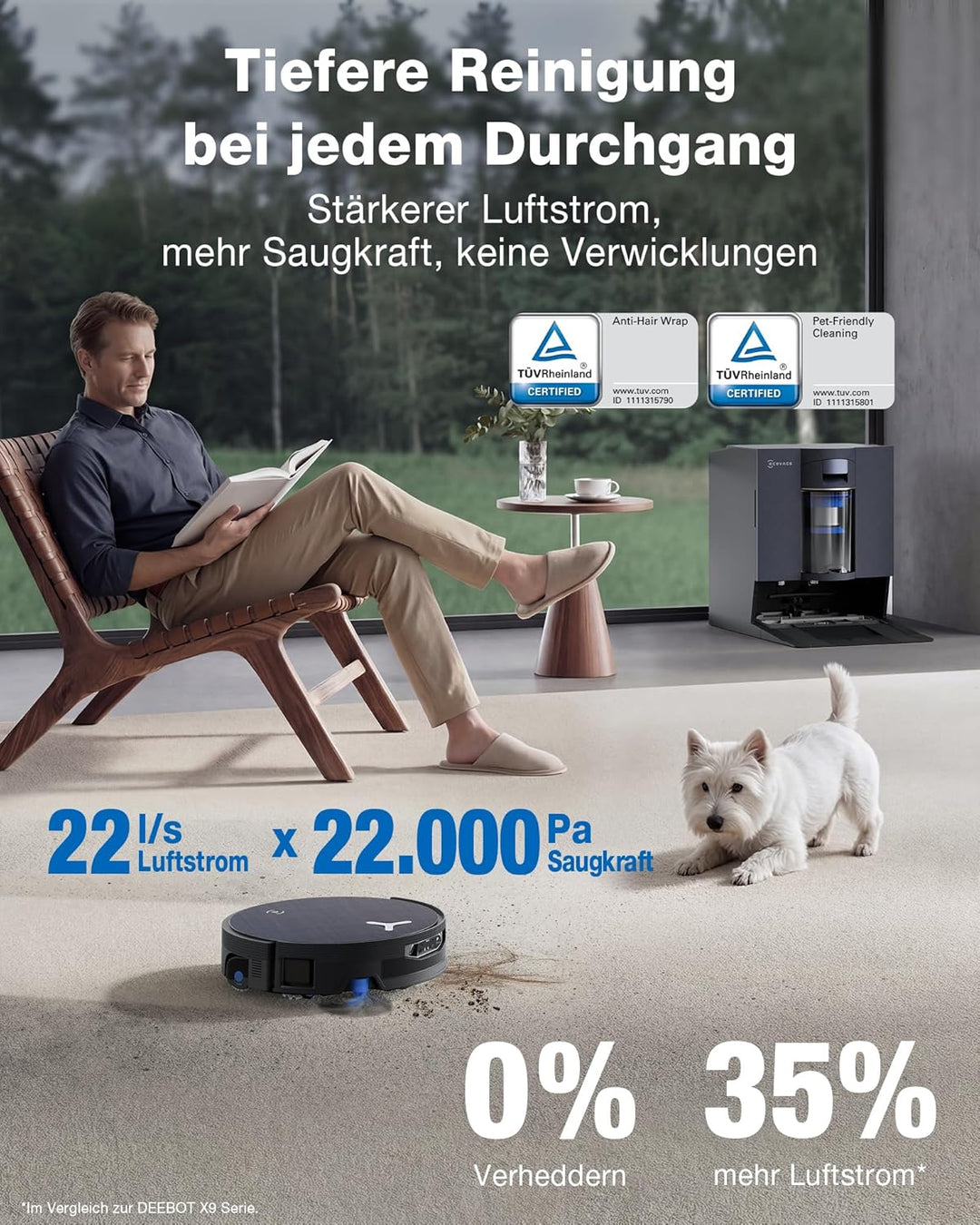 ECOVACS X12 OMNICYCLONE Saugroboter mit Wischfunktion, Blast & 22.000 Pa, FocusJet-System zur Flecke