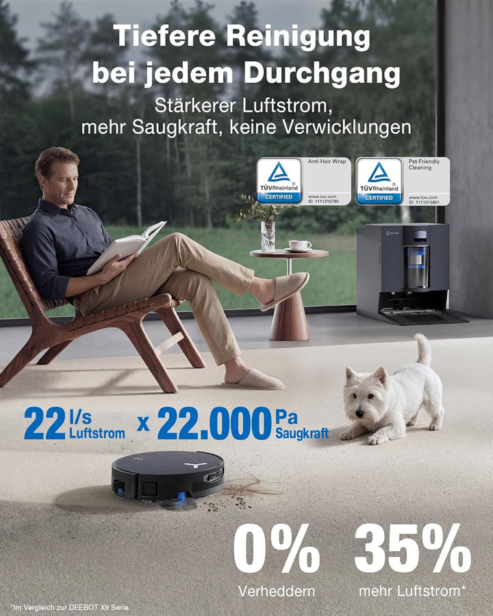 ECOVACS X12 OMNICYCLONE Saugroboter mit Wischfunktion, Blast & 22.000 Pa, FocusJet-System zur Flecke