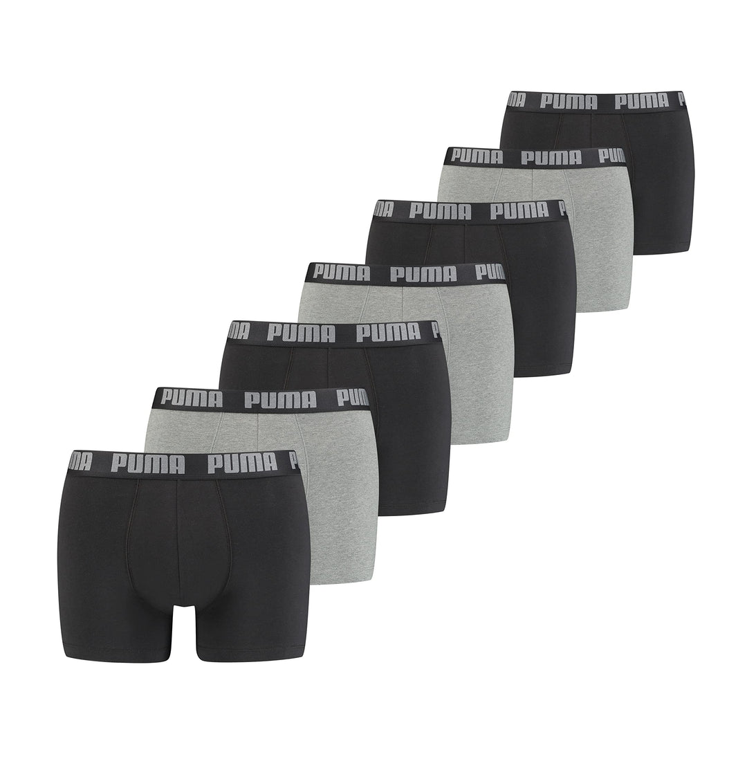 PUMA Herren Basic Boxershorts Unterwäsche Unterhosen 7erP S Dark Grey Melange / Black, S Dark Grey M