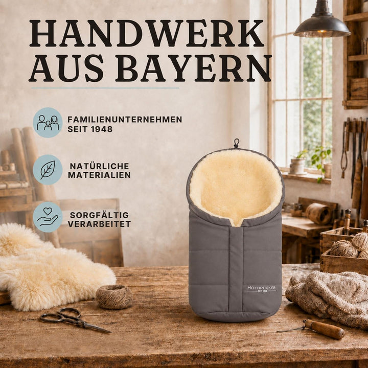 Hofbrucker Lammfell-Fusssack Eskimo für Babyschale, Kinderwagen, Buggy/Universeller Winterfusssack/F
