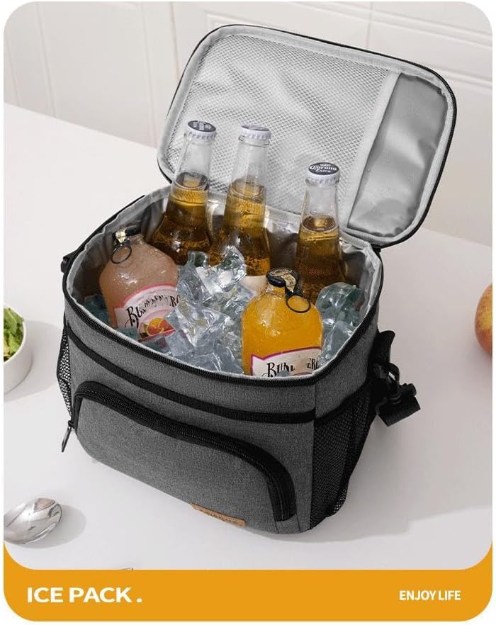 Kühltasche Lunchtasche, Thermotasche mit Verstellbarem Schultergurt, Faltbar Isolierte Cooler Bag, L
