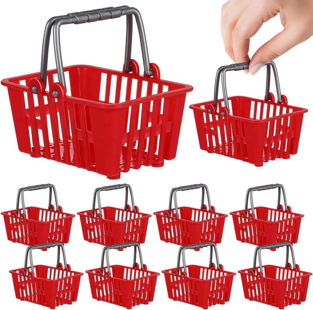 Toyvian Mini Einkaufskorb Set, 10Stück Supermarktwagen Winzige Einkaufskörbe Kunststoff Supermarktkö