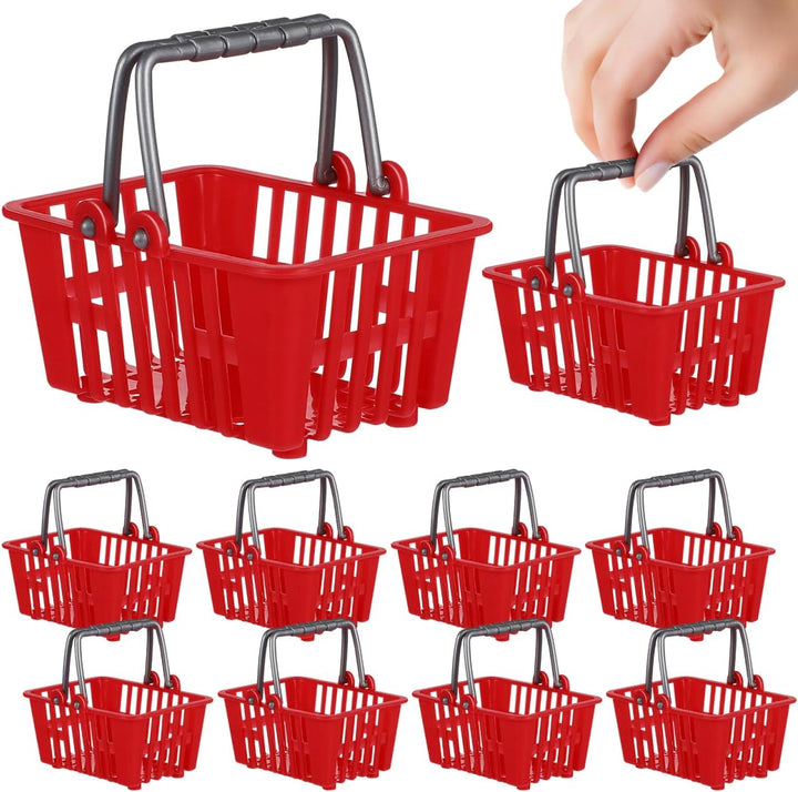 Toyvian Mini Einkaufskorb Set, 10Stück Supermarktwagen Winzige Einkaufskörbe Kunststoff Supermarktkö