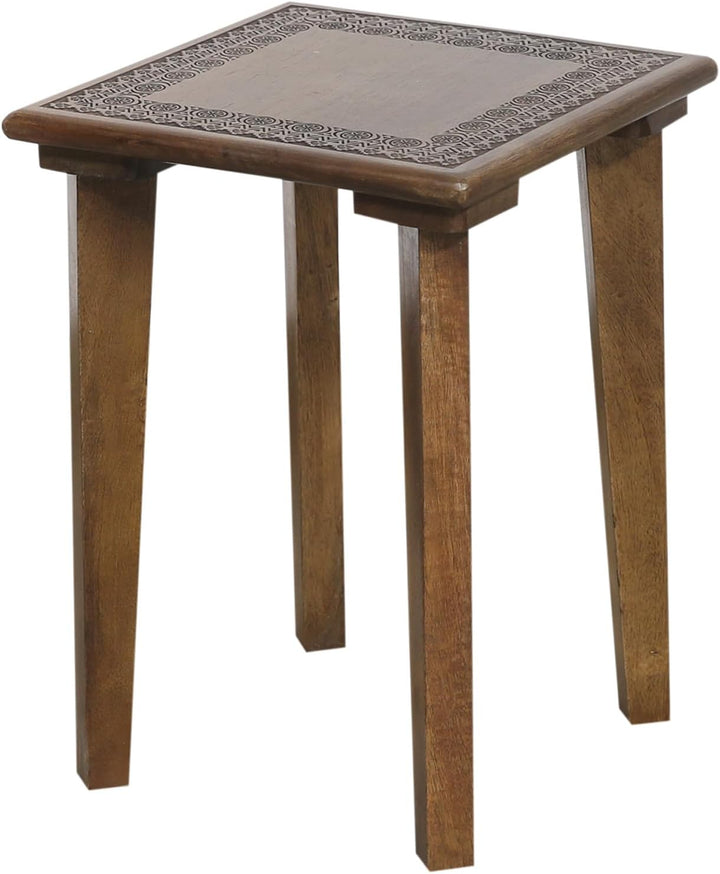 MARRAKESCH Beistelltisch Nachttisch aus Holz | Tisch Hocker Astus Eckig als Orientalische Dekoration