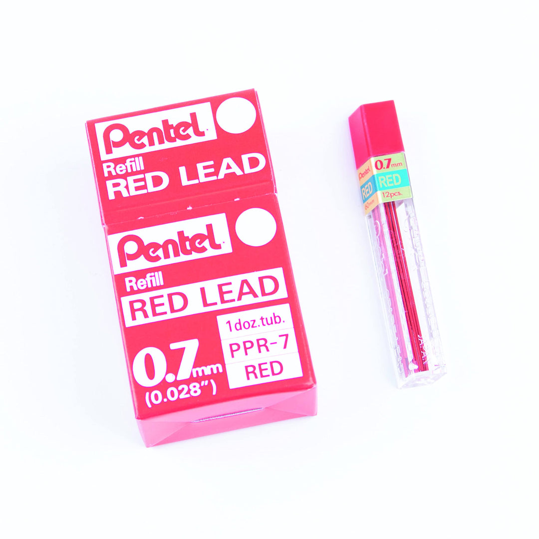 Pentel PPR Cases mit 12 rot Ersatzmine für Druckbleistifte 0,7 mm 0,7Â mm rot, 0,7Â mm rot