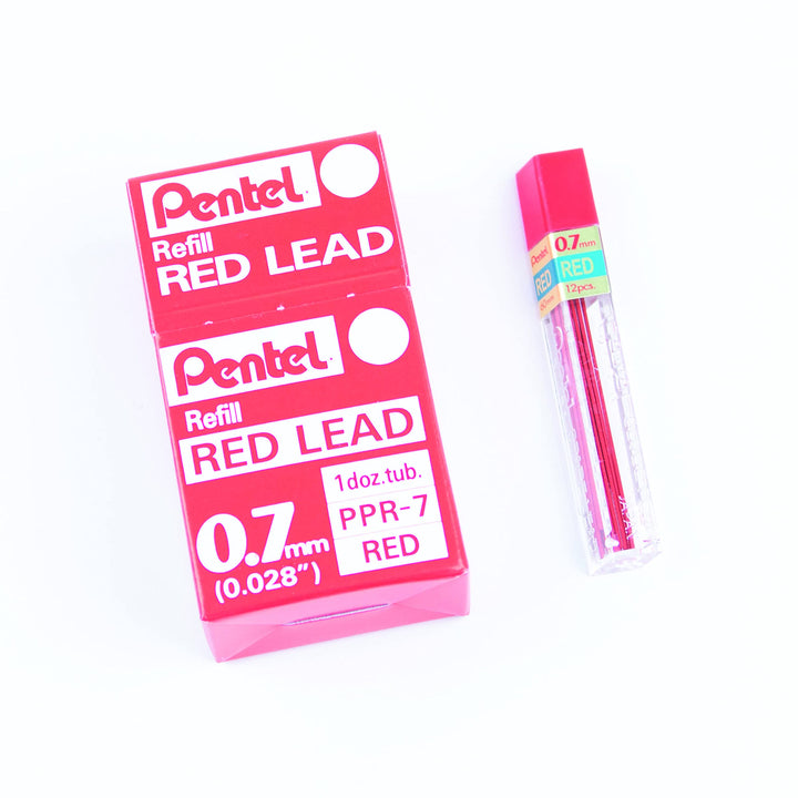Pentel PPR Cases mit 12 rot Ersatzmine für Druckbleistifte 0,7 mm 0,7Â mm rot, 0,7Â mm rot