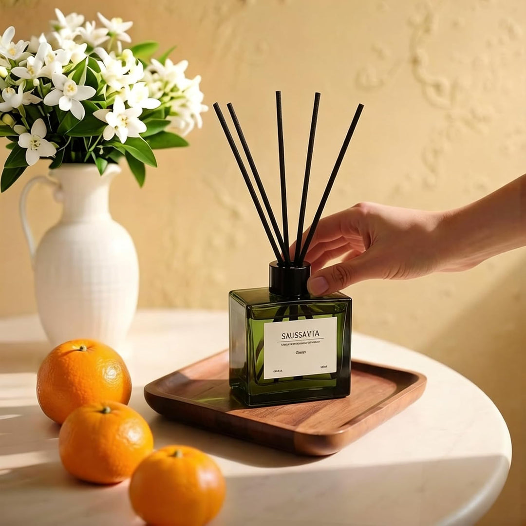 Raumduft Diffuser für Badezimmer,Aroma Diffuser Zitrus Duft mit 7 Duftstäbchen,Natürlich Langanhalte