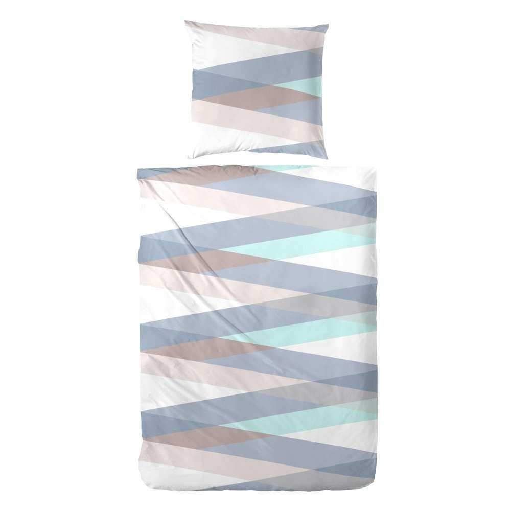 Hahn Seersucker Bettwäsche Muster Blau 155x220 cm + 80x80 cm 155x220 cm + 80x80 cm Blau, 155x220 cm