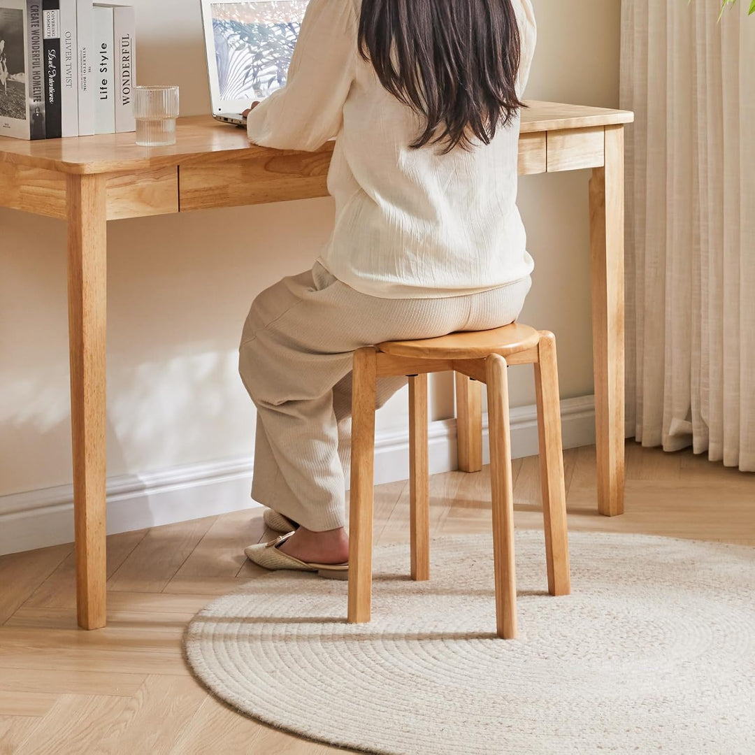 YMYNY Esszimmerstühle, Barstühle aus massivholz, 4er Set Barhocker, rund Sitzhocker, Arbeitshocker,