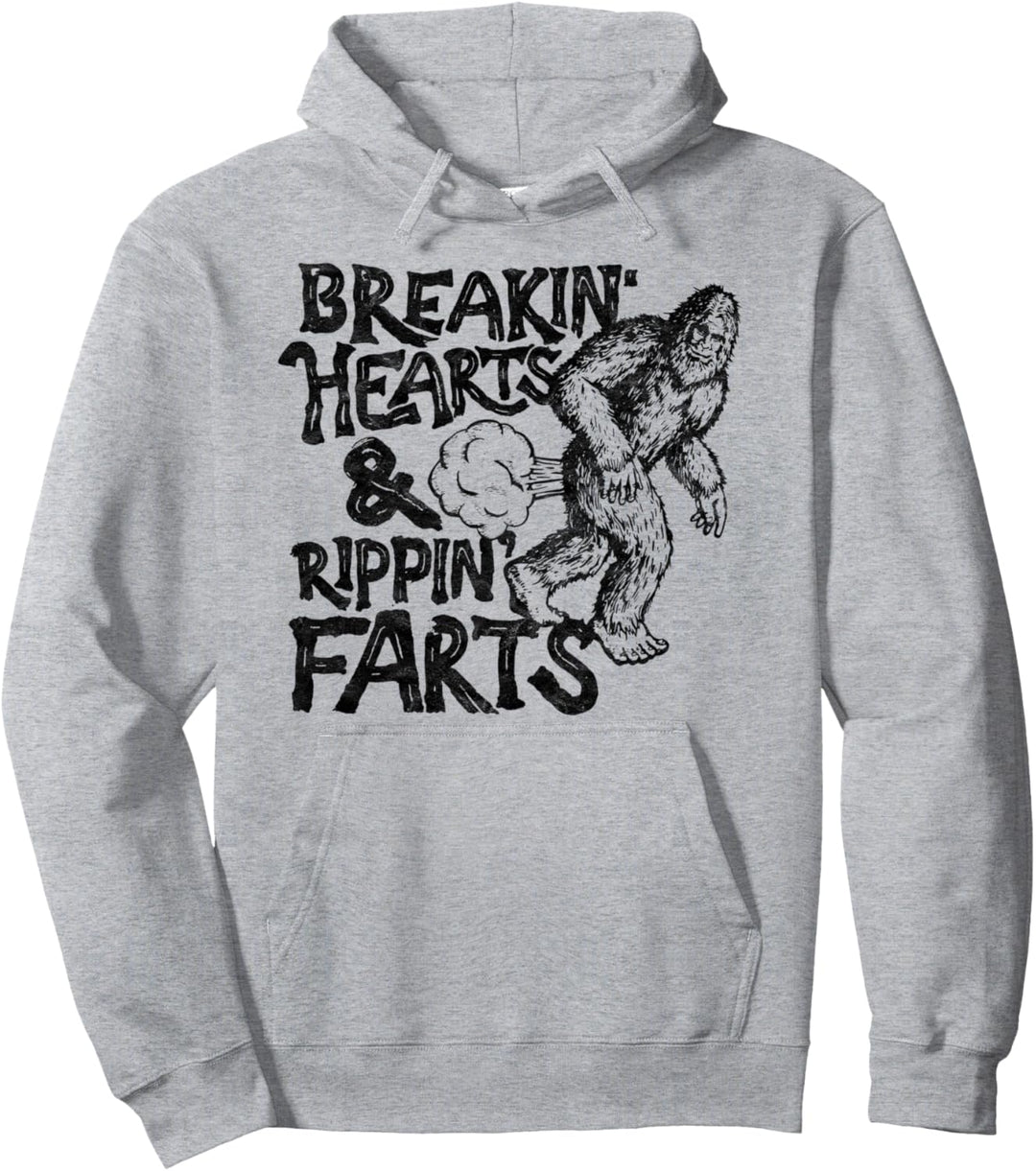 Breaking Hearts Ripping Farts! Funny Bigfoot Sasquatch Gas Pullover Hoodie