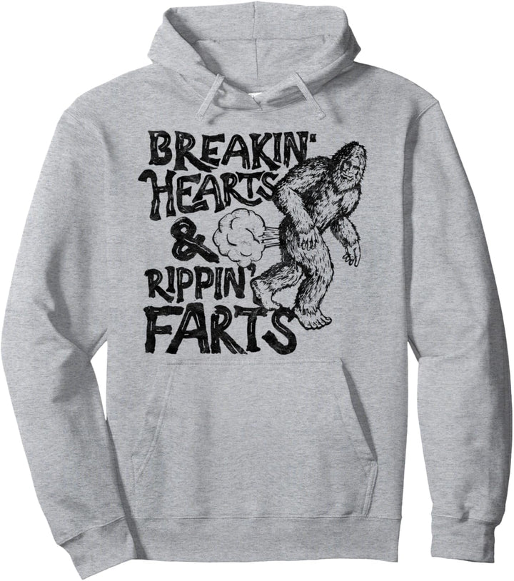 Breaking Hearts Ripping Farts! Funny Bigfoot Sasquatch Gas Pullover Hoodie
