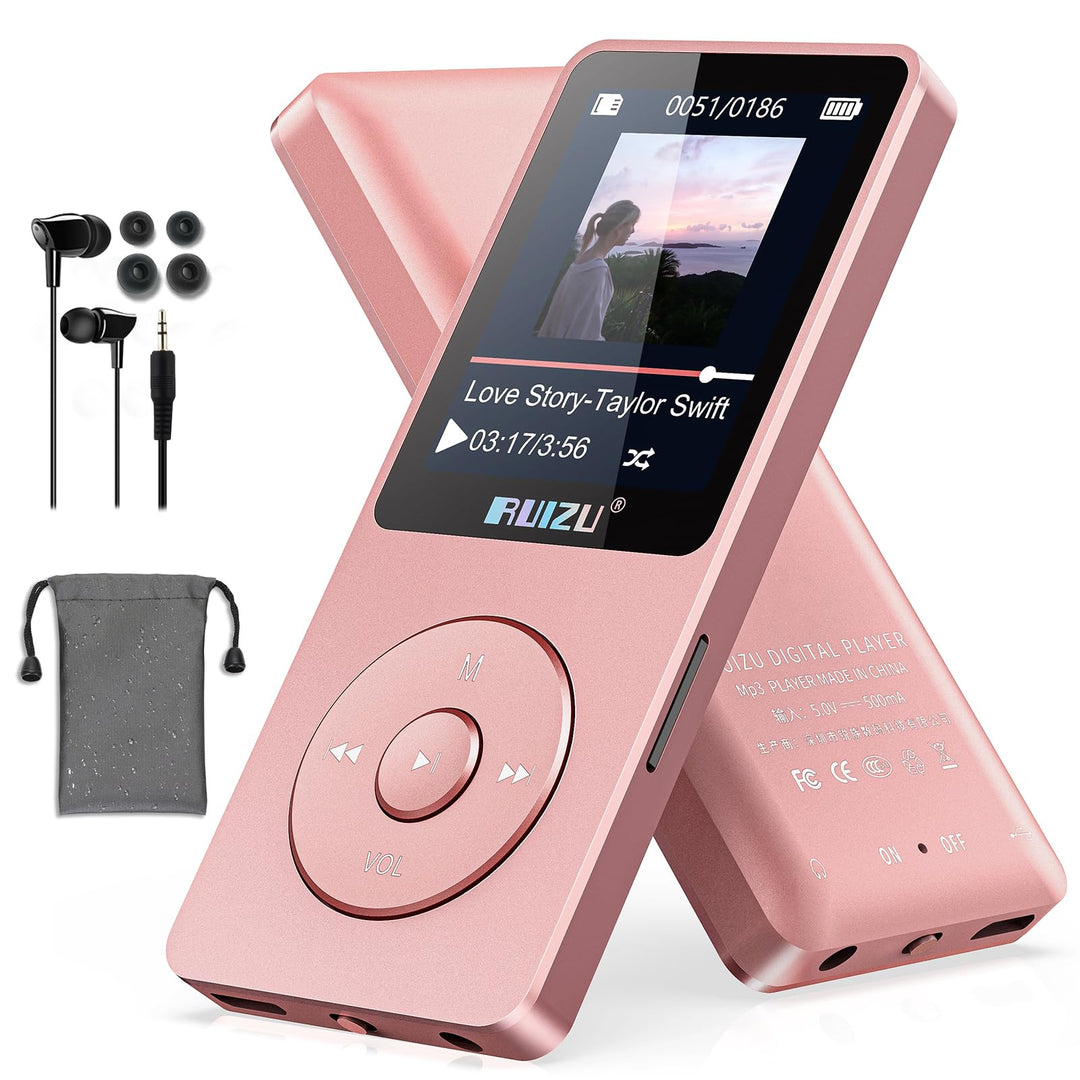 32GB MP3 Player mit Bluetooth 5.3, Ultraleicht (30 Gramm), bis zu 80 Stunden Akkulaufzeit, 1.8-Zoll-