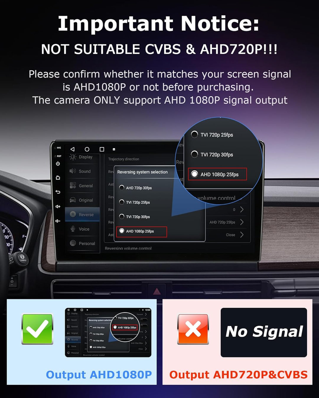 180° Weitwinkel Rückfahrkamera AHD 1080P Auto ruckfahrkamera Metallgehäuse 360° Einstellbar OEM Look